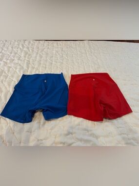 CRZ YOGA Women's Bike Shorts in Blue and Red